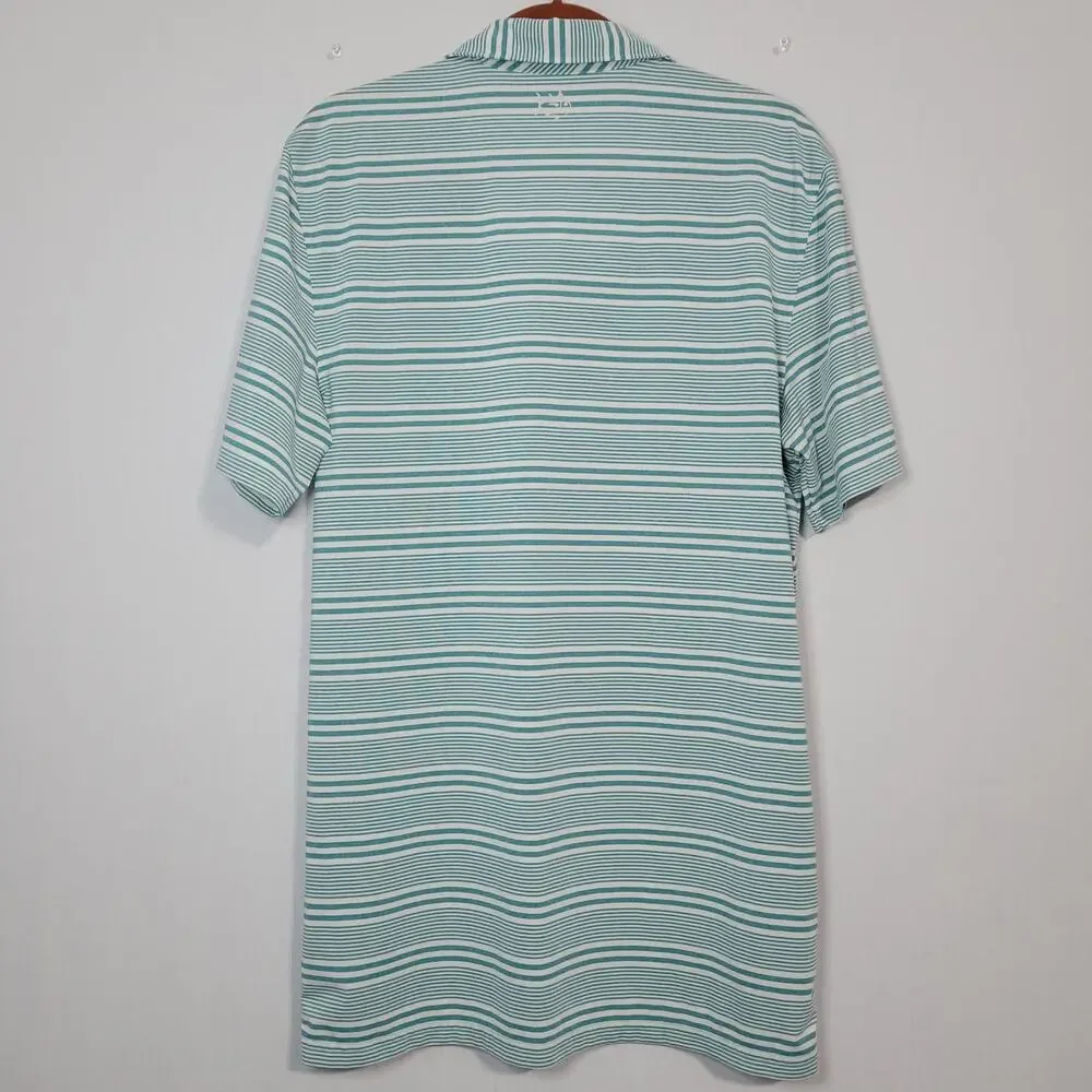 Southern Tide Short Sleeve Striped Polo men's size M Teal White Outdoor Coastal